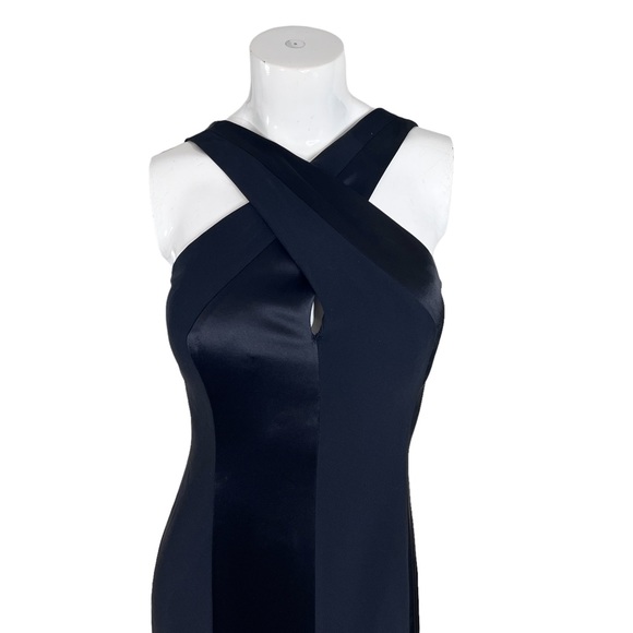 RARE St John Couture Black Crepe Satin Halter Wrap Neck Formal Slip Dress Sz 2/4 - Picture 10 of 12